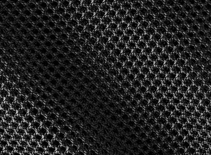 Close-up of 1998P fabric in black, featuring a tight, durable mesh weave designed for high-performance applications requiring strength and breathability.