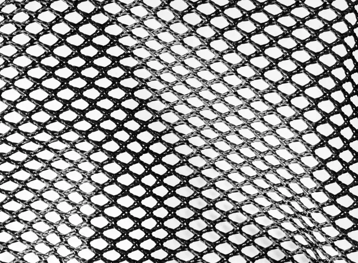 Close-up of 1992SD fabric in black, showcasing a diamond-patterned mesh design ideal for breathability, durability, and industrial or performance applications.